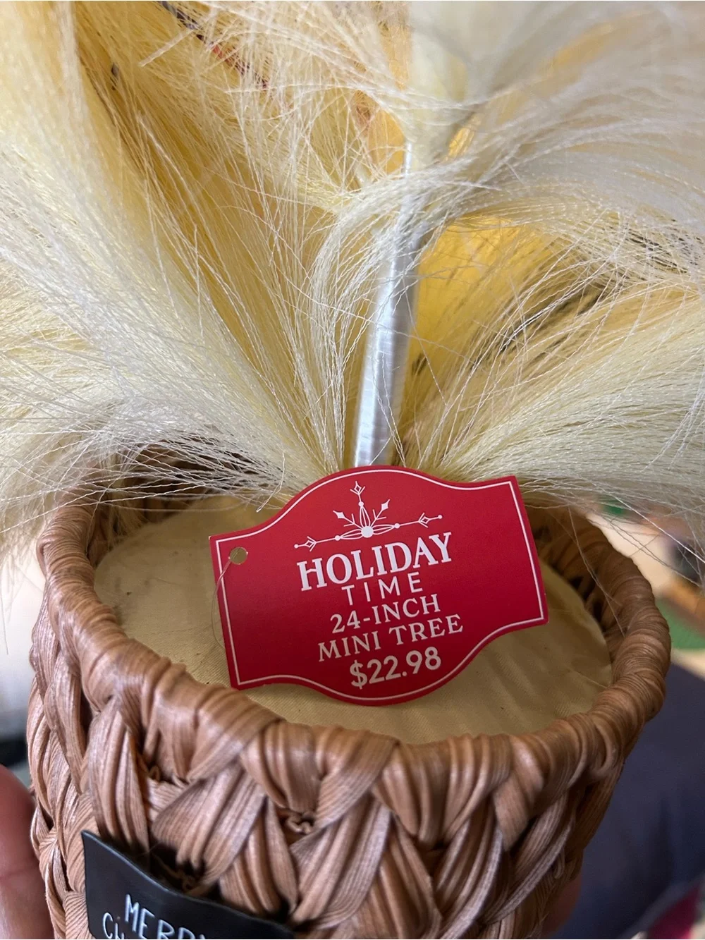 Holiday Home Yellow Feather Arrangement in Woven Pot